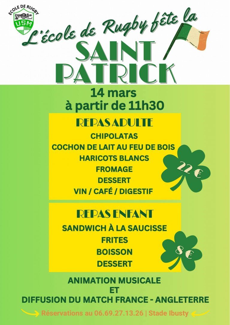 HONORER LA SAINT-PATRICK AVEC L’ÉCOLE DE RUGBY
