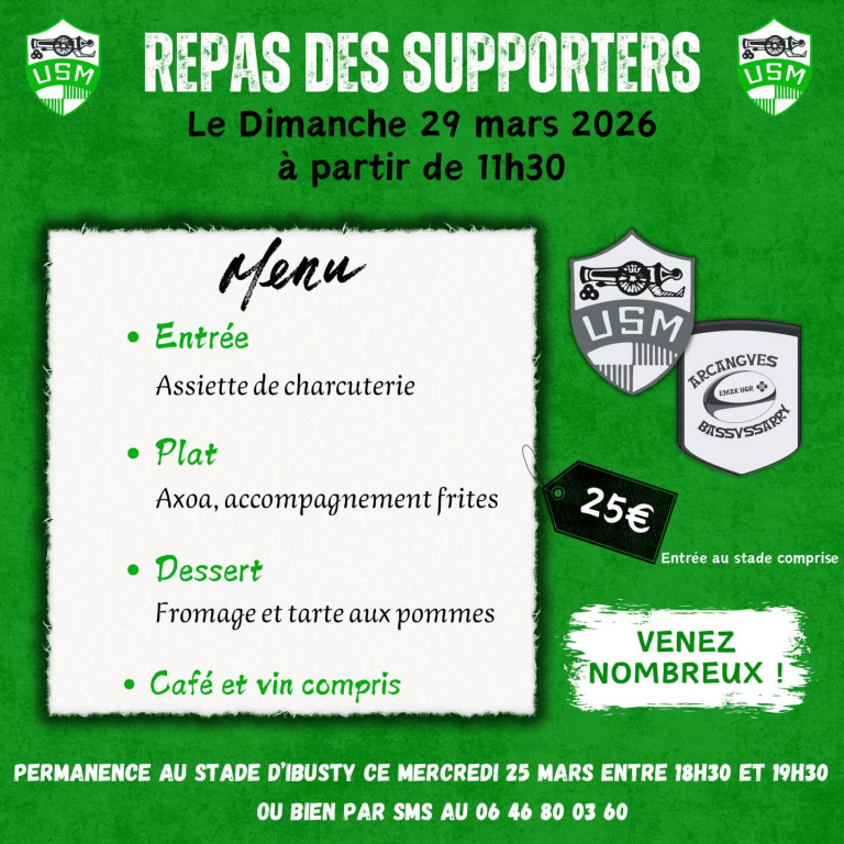 REPAS DES SUPPORTERS  IL RESTE QUELQUES PLACES